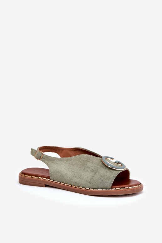 Sandalias planas con adornos color verde Haliones Sandalias planas con adornos color verde Haliones