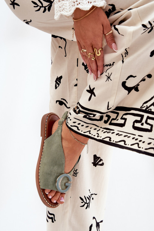 Sandalias planas con adornos color verde Haliones Sandalias planas con adornos color verde Haliones