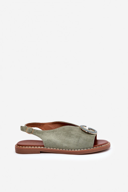 Sandalias planas con adornos color verde Haliones Sandalias planas con adornos color verde Haliones