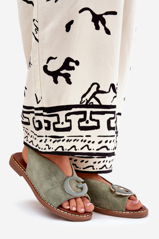 Sandalias planas con adornos color verde Haliones Sandalias planas con adornos color verde Haliones