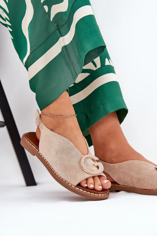 Sandalias planas con adornos beige Haliones Sandalias planas con adornos beige Haliones