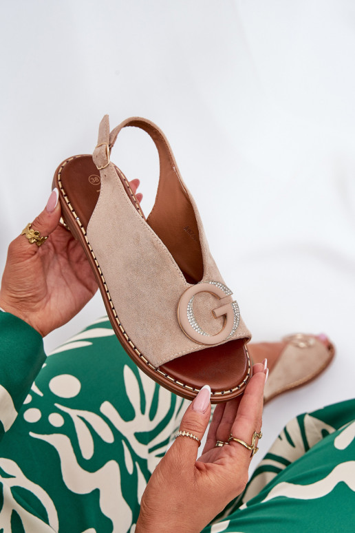 Sandalias planas con adornos beige Haliones Sandalias planas con adornos beige Haliones