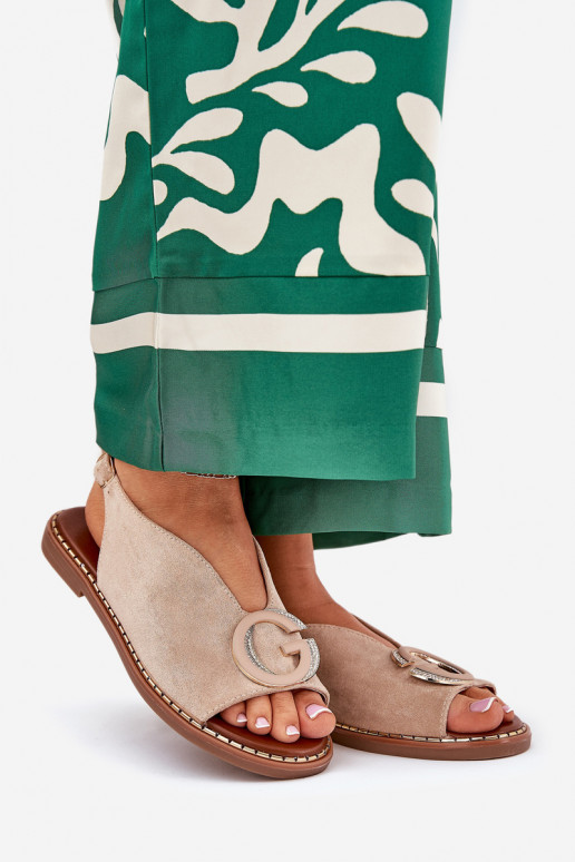 Sandalias planas con adornos beige Haliones Sandalias planas con adornos beige Haliones