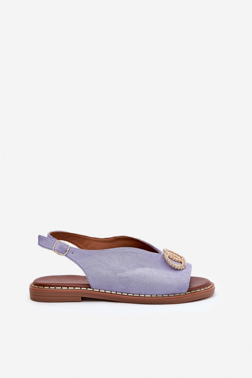 Sandalias de mujer con adornos con tacones anchos de gamuza ecológicaoAe color azul Ralisses Sandalias de mujer con adornos con tacones anchos de gamuza ecológicaoAe color azul Ralisses