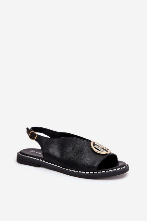 isósceles Estilo elegante sandalias con adornos de color negro Iseliria isósceles Estilo elegante sandalias con adornos de color negro Iseliria