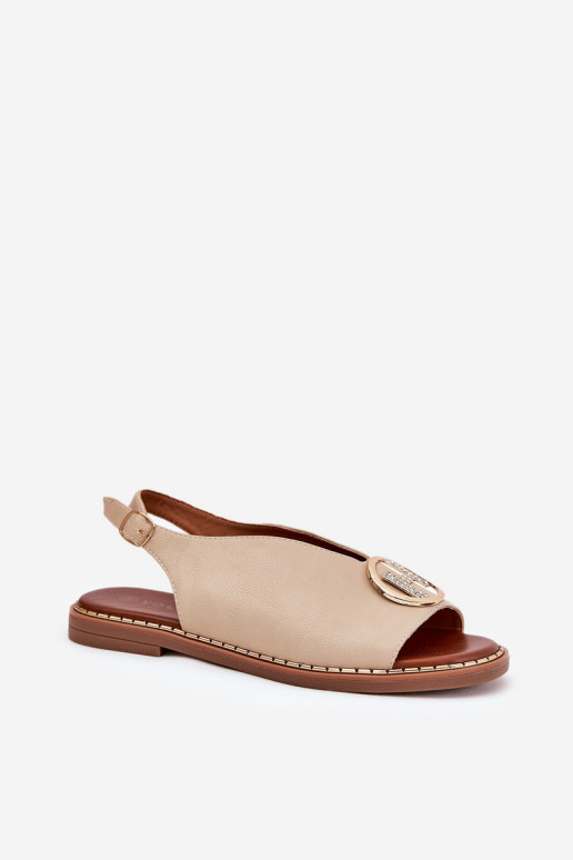 isósceles Estilo elegante sandalias con adornos beige Iseliria isósceles Estilo elegante sandalias con adornos beige Iseliria