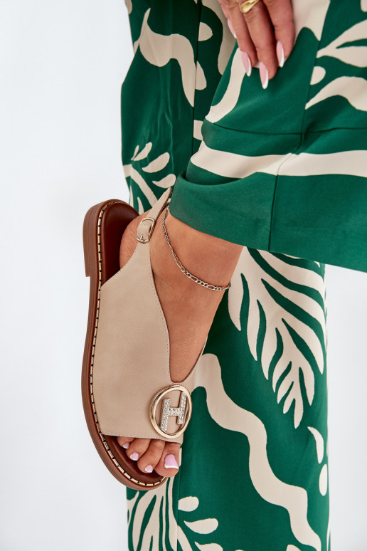 isósceles Estilo elegante sandalias con adornos beige Iseliria isósceles Estilo elegante sandalias con adornos beige Iseliria