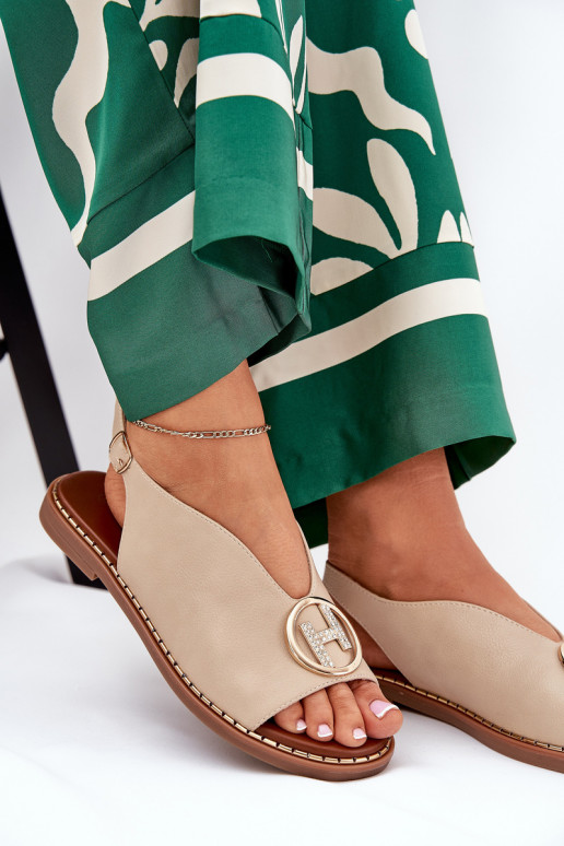 isósceles Estilo elegante sandalias con adornos beige Iseliria isósceles Estilo elegante sandalias con adornos beige Iseliria