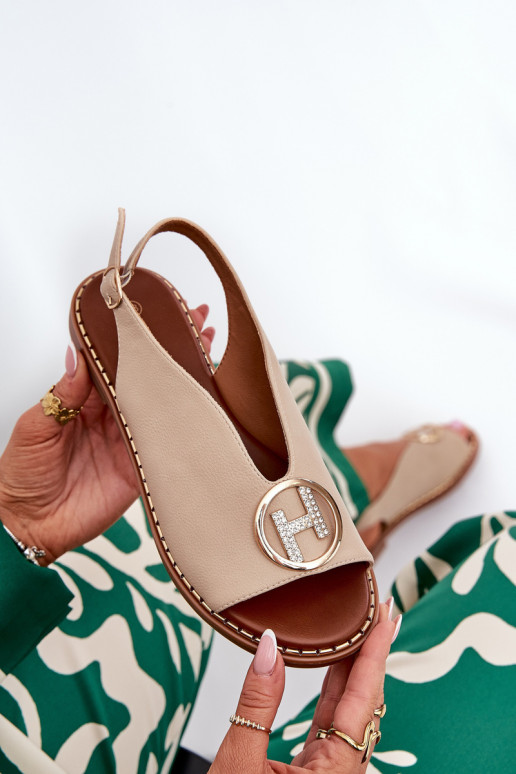 isósceles Estilo elegante sandalias con adornos beige Iseliria isósceles Estilo elegante sandalias con adornos beige Iseliria