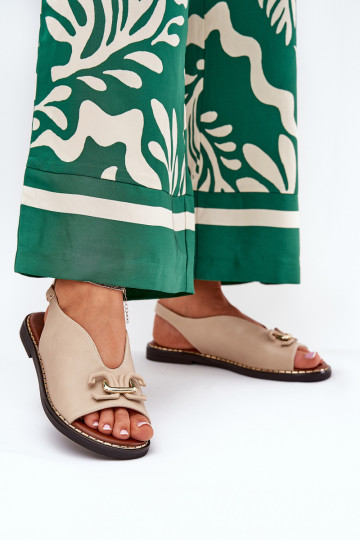 Sandalias con tacones anchos y adornos de eco cuero color arena Tillireta 2