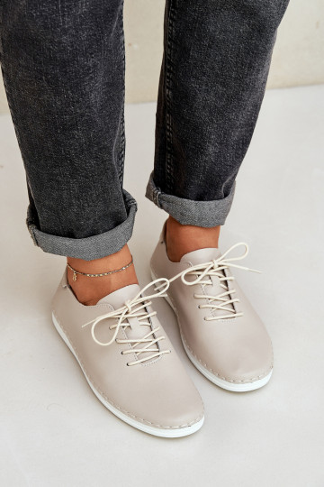 Zapatos con cordones de piel natural D&A LR51-645 color arena
