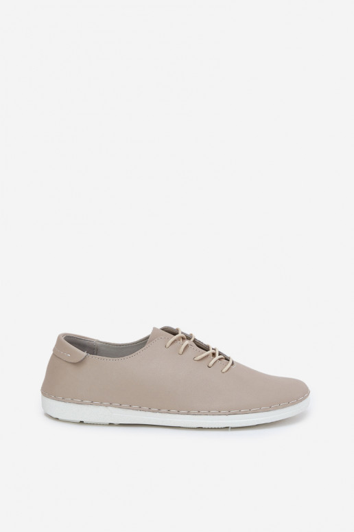 Zapatos con cordones Z Activadoturalnej Skóry D&A LR51-645 beige