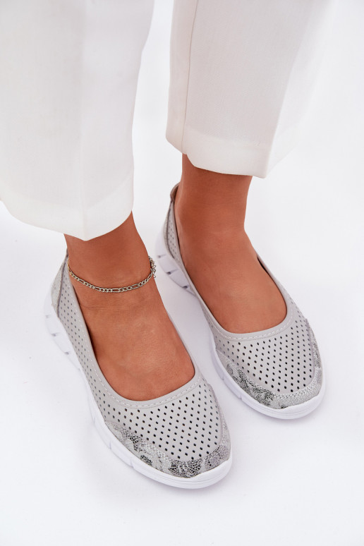 Piel Bailarinas caladas Vinceza 95323 color gris