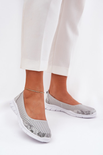 Piel Bailarinas caladas Vinceza 95323 color gris 2