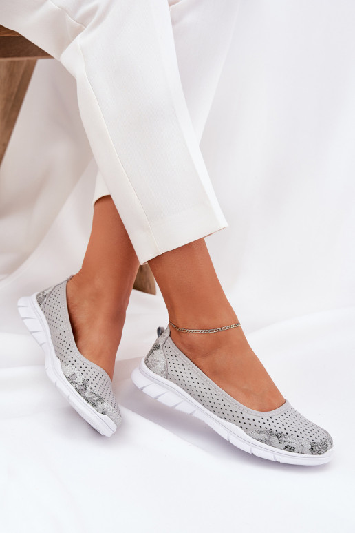 Piel Bailarinas caladas Vinceza 95323 color gris