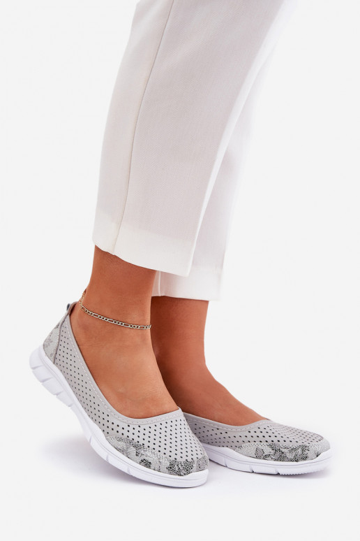 Piel Bailarinas caladas Vinceza 95323 color gris