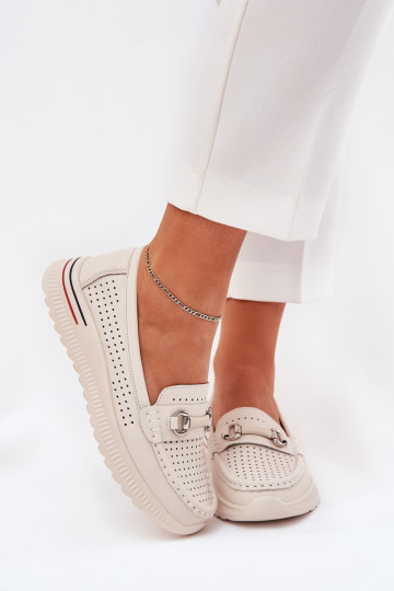 Bailarinas caladas Z Activadoturalnej Skóry Vinceza 95331 beige