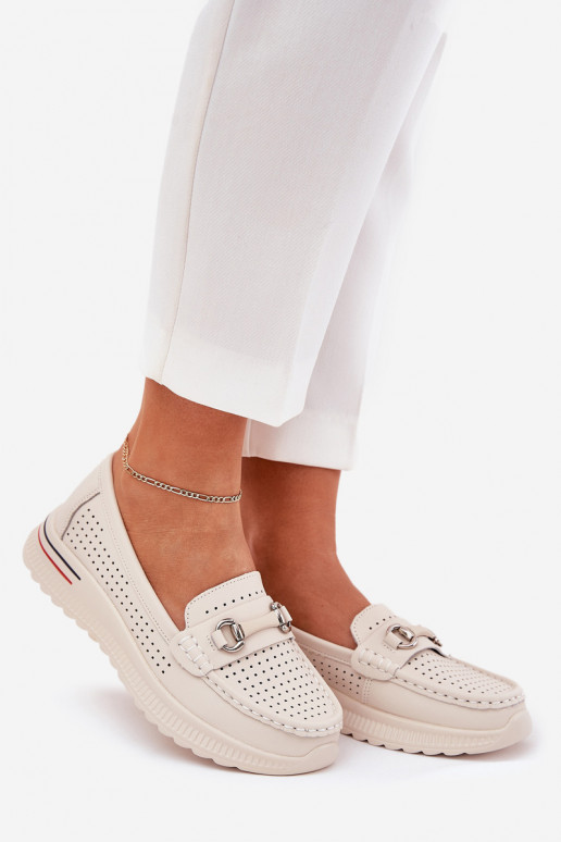 Bailarinas caladas Z Activadoturalnej Skóry Vinceza 95331 beige