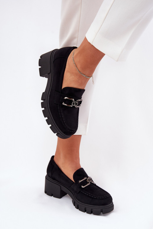 de gamuza ecológicaoAe zapatos Femenino con adornos Vinceza 39921 de color negro