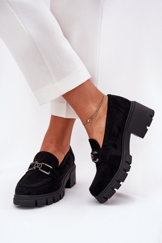 de gamuza ecológicaoAe zapatos Femenino con adornos Vinceza 39921 de color negro