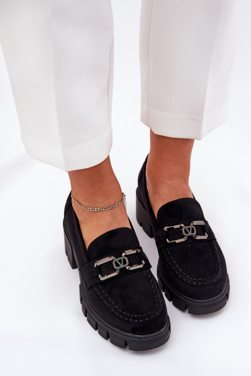 de gamuza ecológicaoAe zapatos Femenino con adornos Vinceza 39921 de color negro