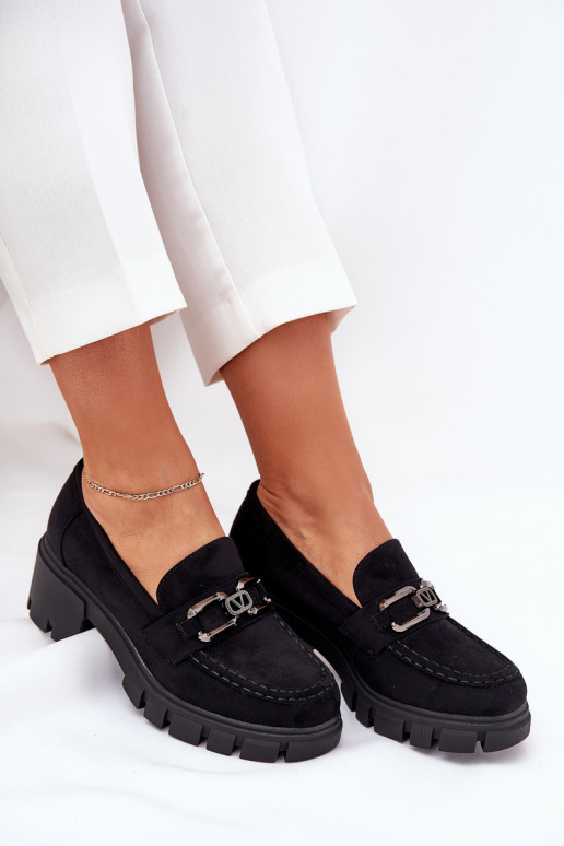 de gamuza ecológicaoAe zapatos Femenino con adornos Vinceza 39921 de color negro