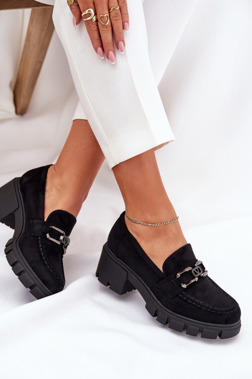 de gamuza ecológicaoAe zapatos Femenino con adornos Vinceza 39921 de color negro