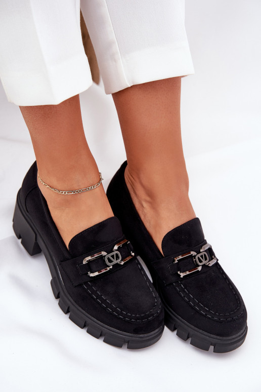 de gamuza ecológicaoAe zapatos Femenino con adornos Vinceza 39921 de color negro