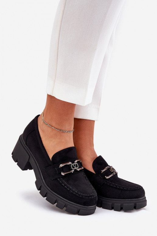 de gamuza ecológicaoAe zapatos Femenino con adornos Vinceza 39921 de color negro