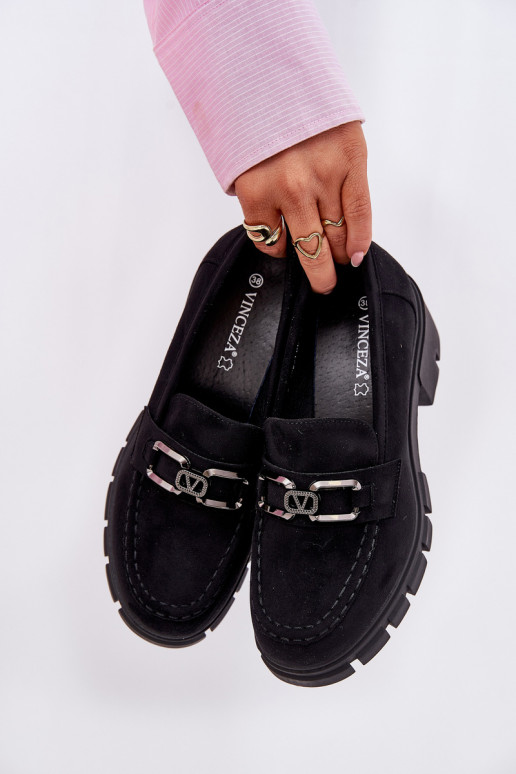 de gamuza ecológicaoAe zapatos Femenino con adornos Vinceza 39921 de color negro