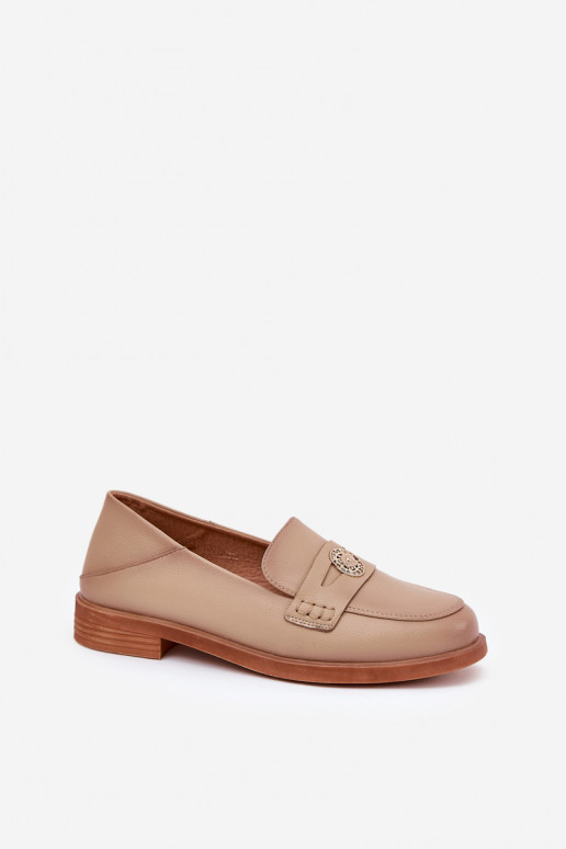 Estilo elegante mocasines de mujer Z Activadoturalnej Skóry Vinceza 18100 beige