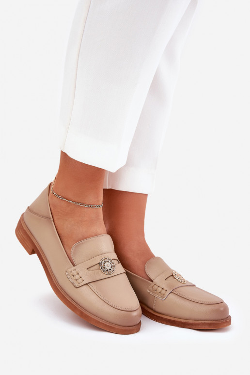 Estilo elegante mocasines de mujer Z Activadoturalnej Skóry Vinceza 18100 beige