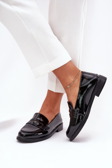 Estilo elegante Mocasines lacados Femenino Z Activadoturalnej Skóry Vinceza 18100 de color negro