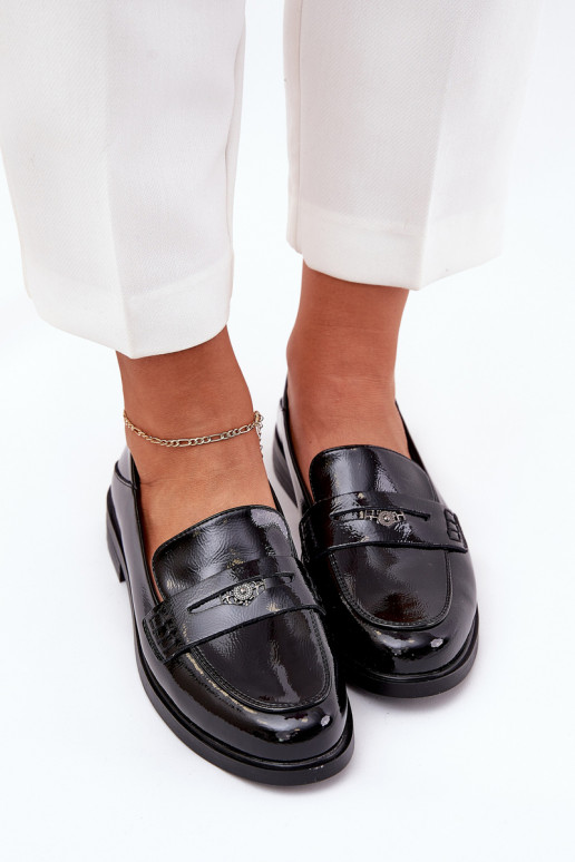 Estilo elegante Mocasines lacados Femenino Z Activadoturalnej Skóry Vinceza 18100 de color negro Estilo elegante Mocasines lacados Femenino Z Activadoturalnej Skóry Vinceza 18100 de color negro