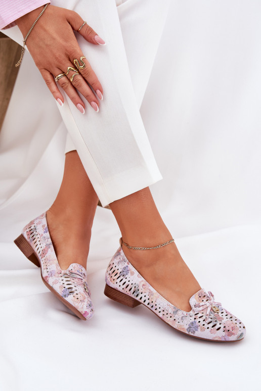 Bailarinas caladas con cintas con flores de gamuza ecológicaoAe Colores diferentes Amepitrea