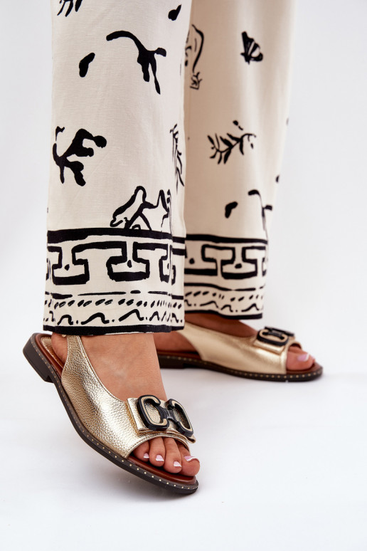 Sandalias planas con adornos Eko Piel color dorado Lilria