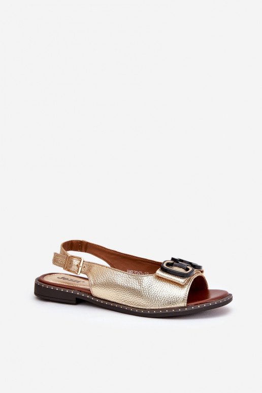 Sandalias planas con adornos Eko Piel color dorado Lilria