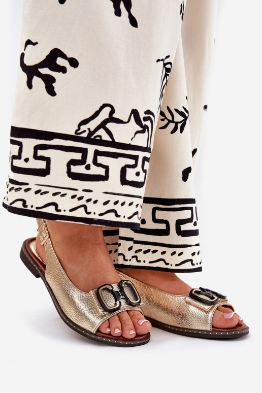 Sandalias planas con adornos Eko Piel color dorado Lilria