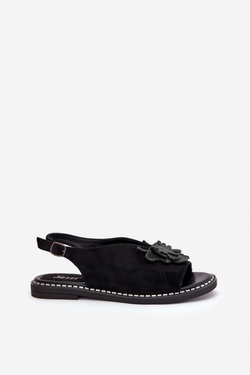 Sandalias de mujer con tacones anchos con adornos de color negro Setorina