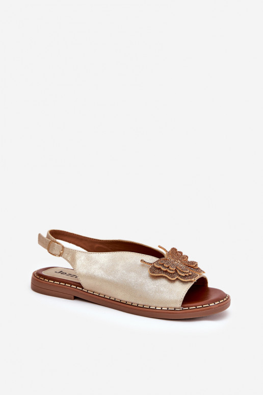 Sandalias de mujer con tacones anchos con adornos color dorado Setorina Sandalias de mujer con tacones anchos con adornos color dorado Setorina