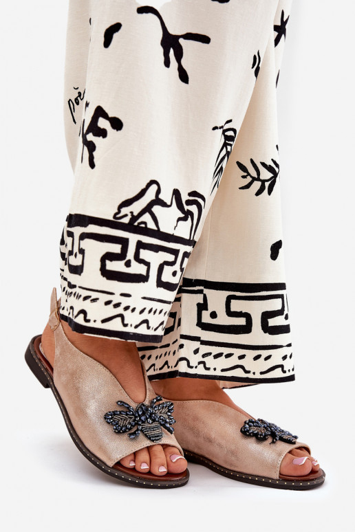 con brillo Sandalias de mujer con adornos isósceles color oro rosa Russona con brillo Sandalias de mujer con adornos isósceles color oro rosa Russona