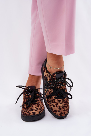 Bajo zapatillas Femenino con estampados de piel de leopardo color marrón Zelevelis 2