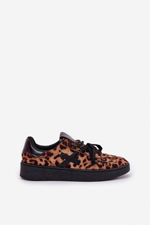 Bajo zapatillas Femenino con estampados de piel de leopardo color marrón Zelevelis