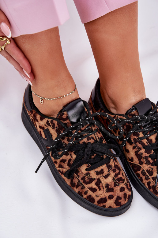Bajo zapatillas Femenino con estampados de piel de leopardo color marrón Zelevelis