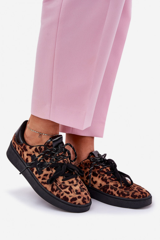 Bajo zapatillas Femenino con estampados de piel de leopardo color marrón Zelevelis