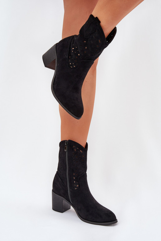 Botas caladas estilo vaquero Femenino con tacones S.Barski HY51-125 de color negro