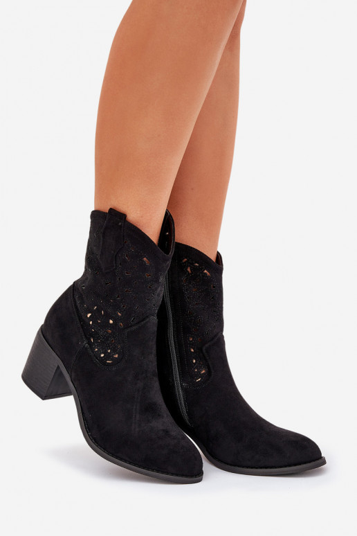 Botas caladas estilo vaquero Femenino con tacones S.Barski HY51-125 de color negro