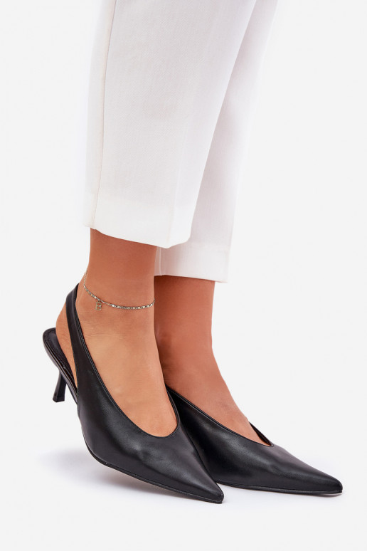 zapatos de tacón alto con el talón abierto Eko Piel de color negro Aricandia