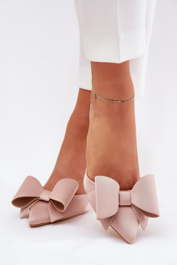 zapatos de tacón alto con talón descubierto y lazo color arena Eklevia 2