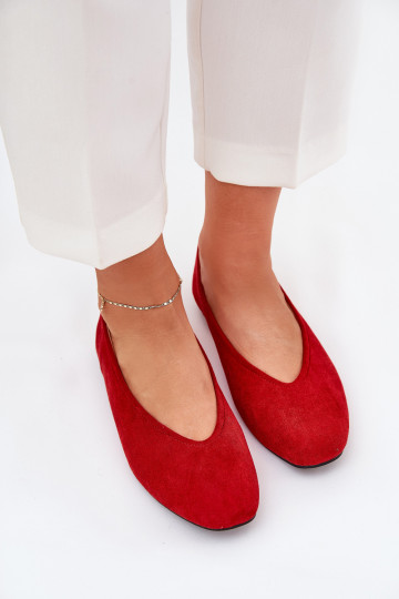 modelo clásico bailarinas Z de gamuza ecológicau color rojo Osallin
